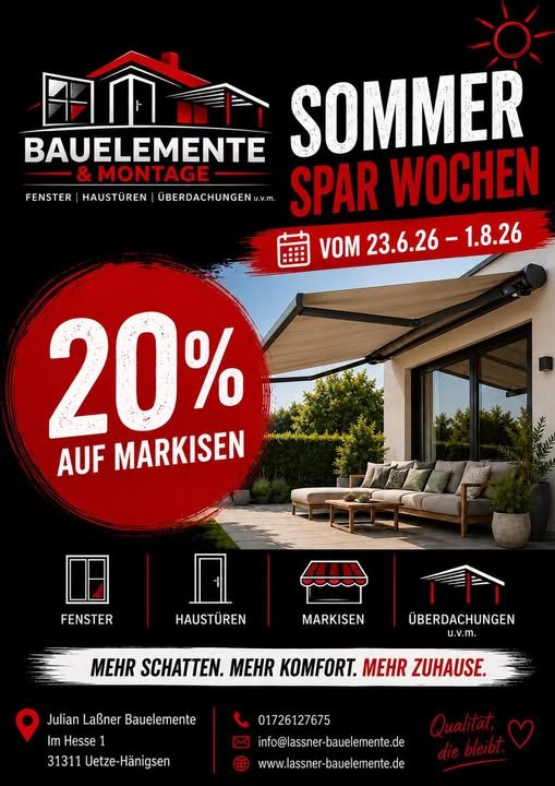 Facebook-Beitrag zu den Sommer-Sparwochen mit 20 Prozent auf Markisen