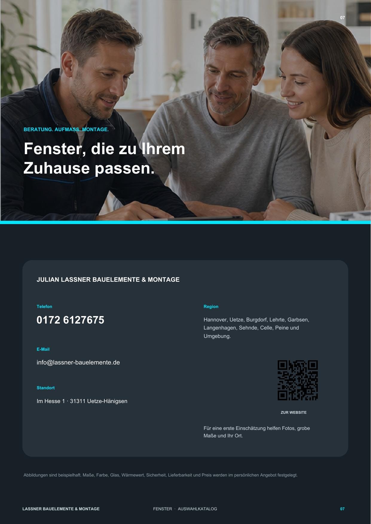 Fenster-Katalog: persönliche Beratung, Aufmaß und Montage