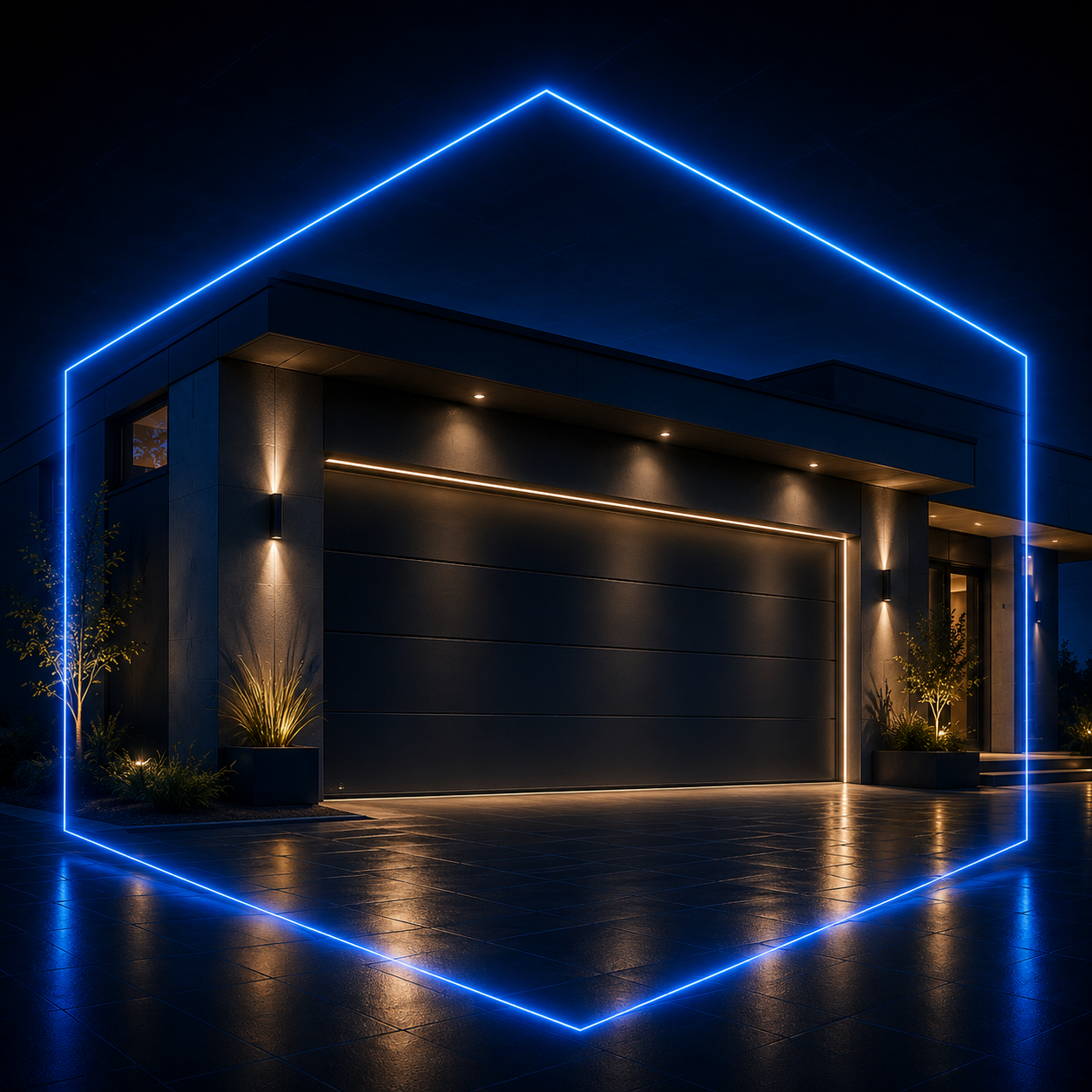 Garagentore im blauen 3D-Design