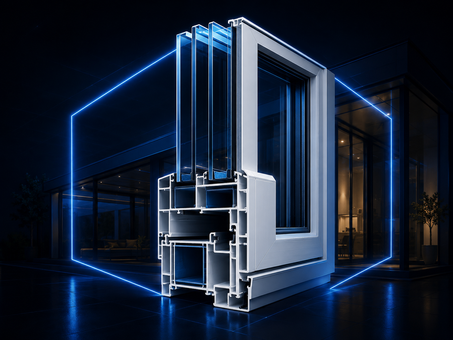 Fenster im blauen 3D-Design