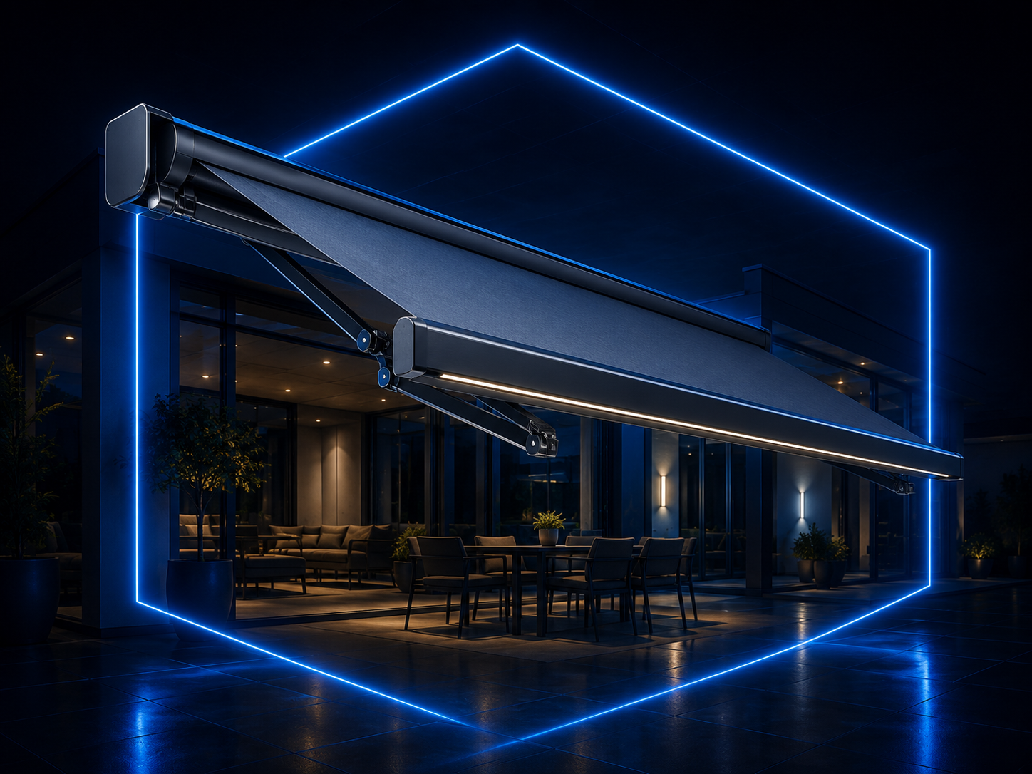 Markisen im blauen 3D-Design